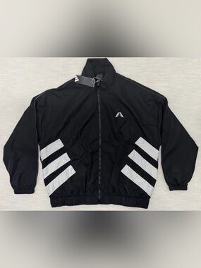 Adidas Men’s Black & White 3-Stripe Track Jacket KF3248 size Large L NWT
